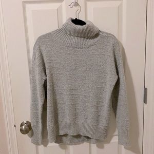 Grey wool/cotton blend turtleneck sweater